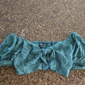 NWOT Wild Fable Teal Puff Sleeve Blouse